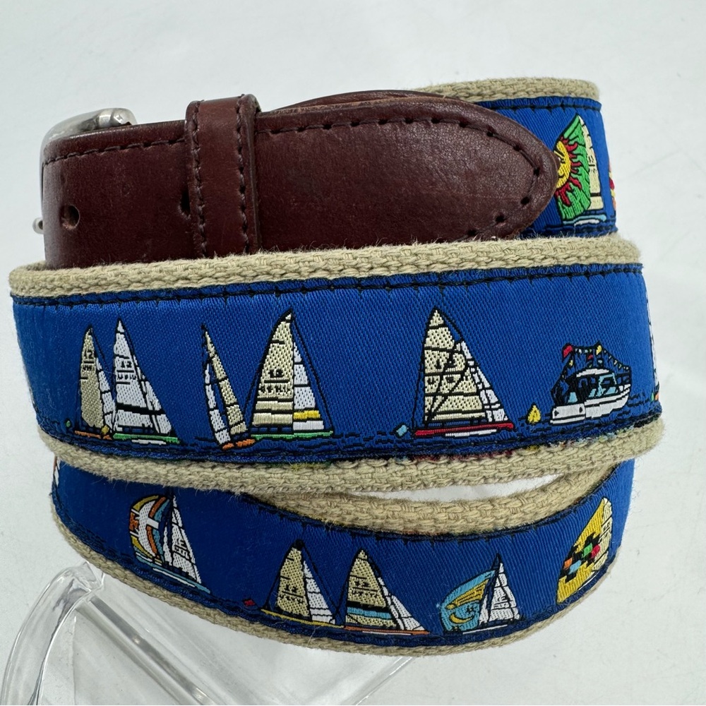 Belted Cow Company Rounding The Mark Sailboat Nautical Preppy Ribbon Club Belt